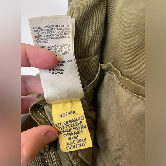 MOTHER||The Greaser Paperbag Pleated Cargo Ankle Pants Size 26 Olive, Worn Once - Picture 7 of 11